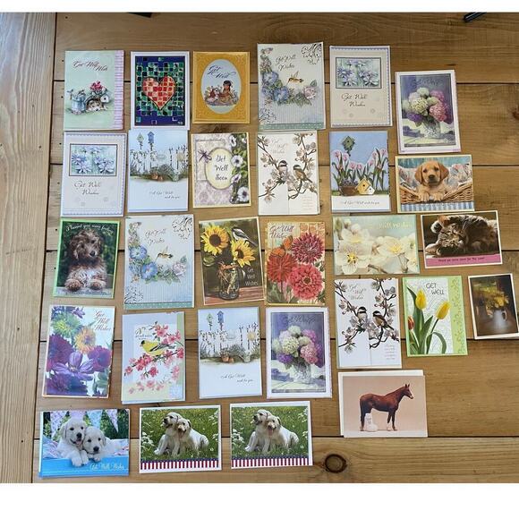 Lot of 29 Greeting Cards w/ envelopes. Get Well & well wishes. Some vintage - Picture 1 of 3